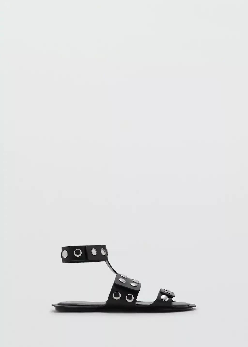 BLACK Studded leather sandals, , large image number 5