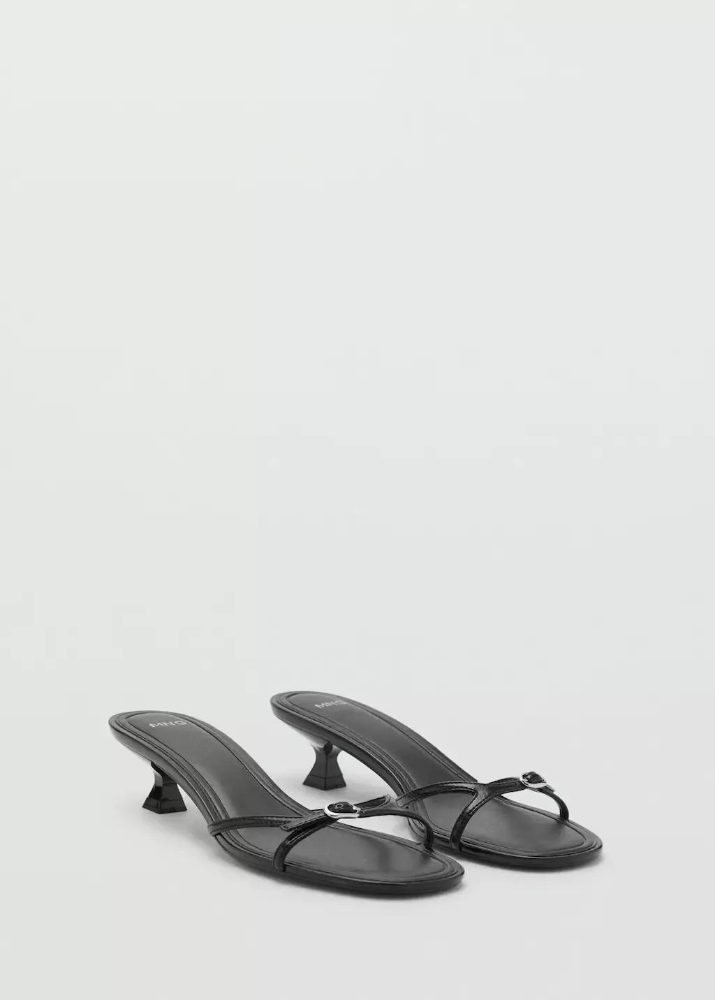 BLACK Heeled sandals with buckle detail, Black, medium