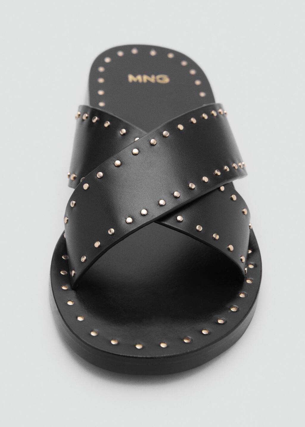 Black Studded Leather Sandals, , large image number 4