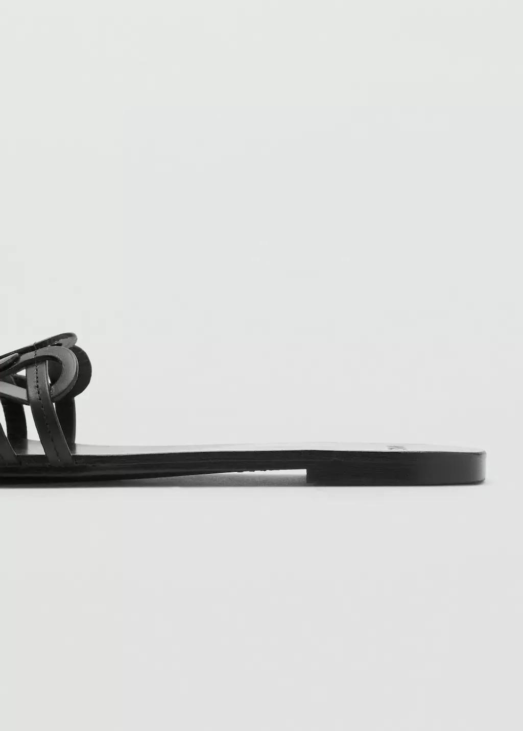 BLACK Leather sandals with intertwined strap, 0201_99, large image number 1