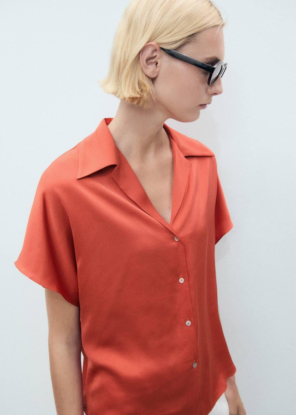 Red Short Sleeve Fluid Shirt, , large image number 2