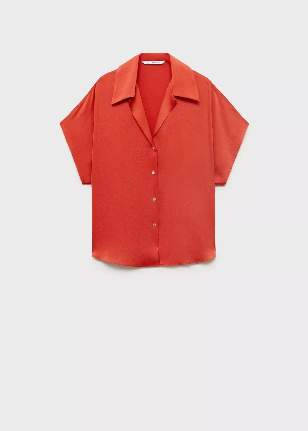 Red Short Sleeve Fluid Shirt, , large image number 3