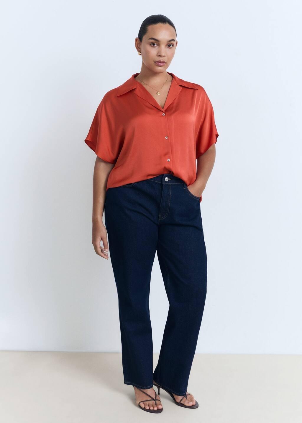 Red Short Sleeve Fluid Shirt, , large image number 4