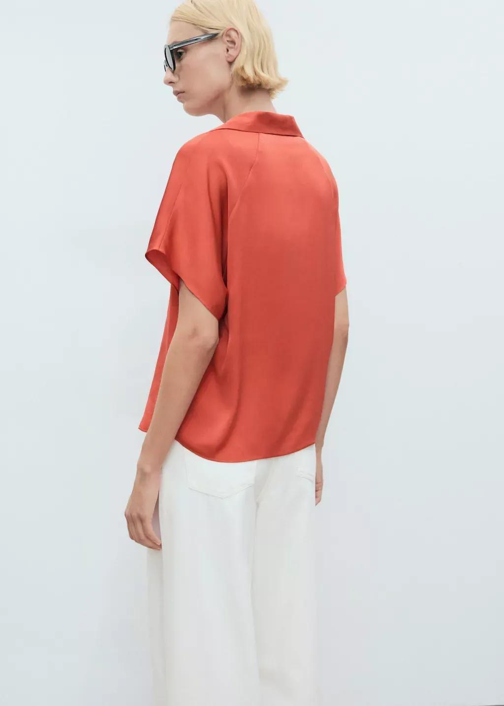 Red Short Sleeve Fluid Shirt, , large image number 8