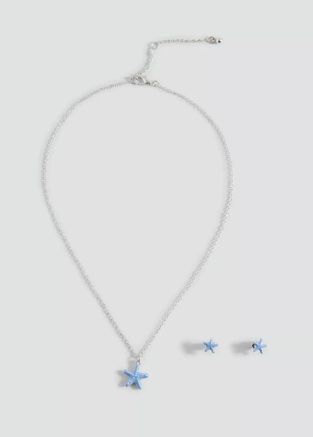 Silver Star Chain Necklace, Silver, large image number 2
