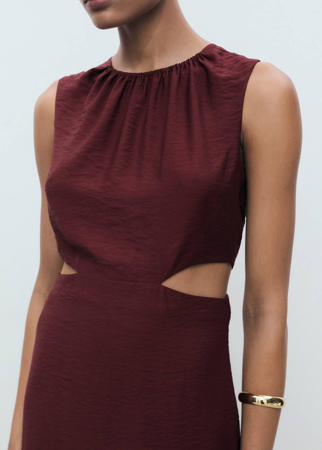 Burgundy Midi-Dress With Cut-Out, , large image number 1
