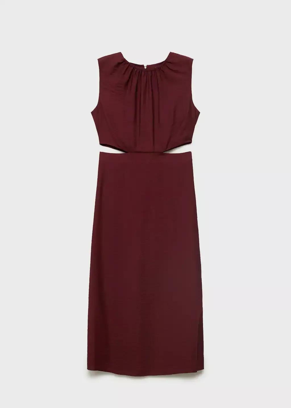 Burgundy Midi-Dress With Cut-Out, , large image number 3