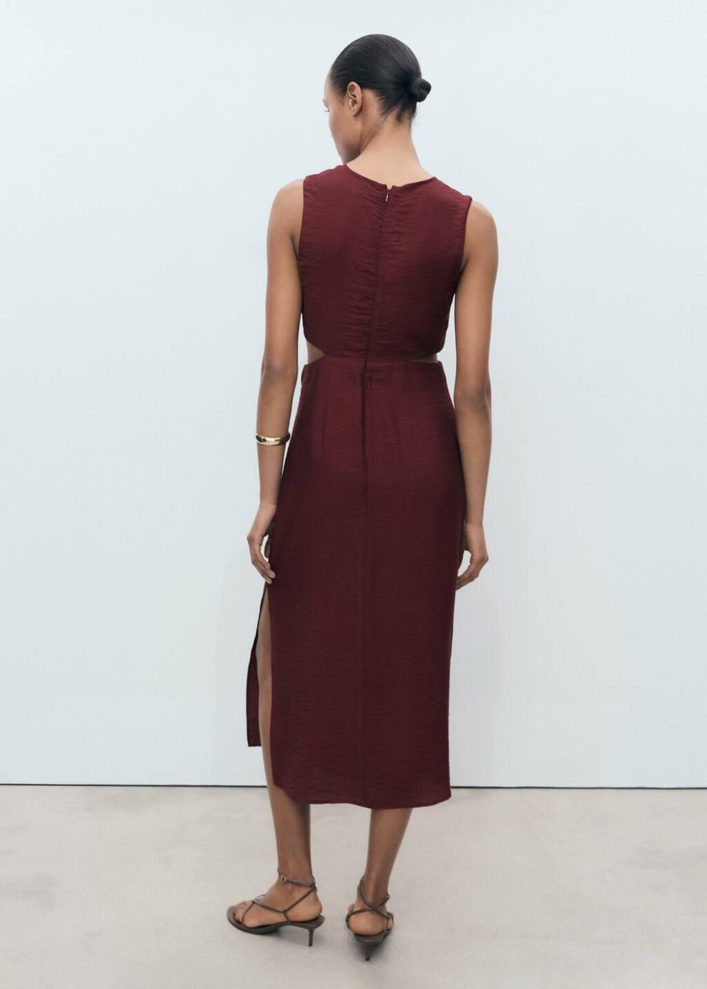Burgundy Midi-Dress With Cut-Out, , large image number 5