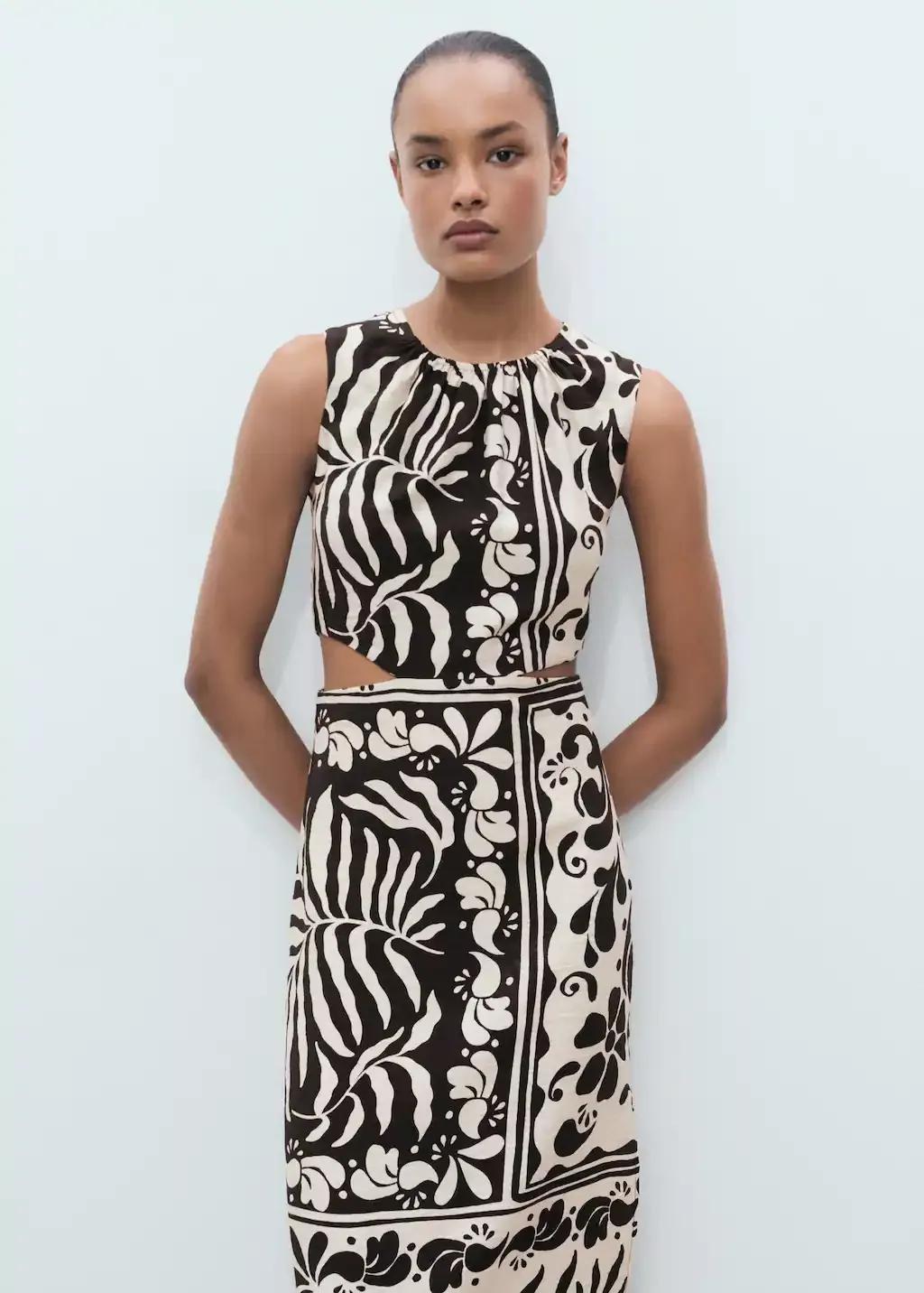 Black Midi-Dress With Cut-Out, , large image number 0