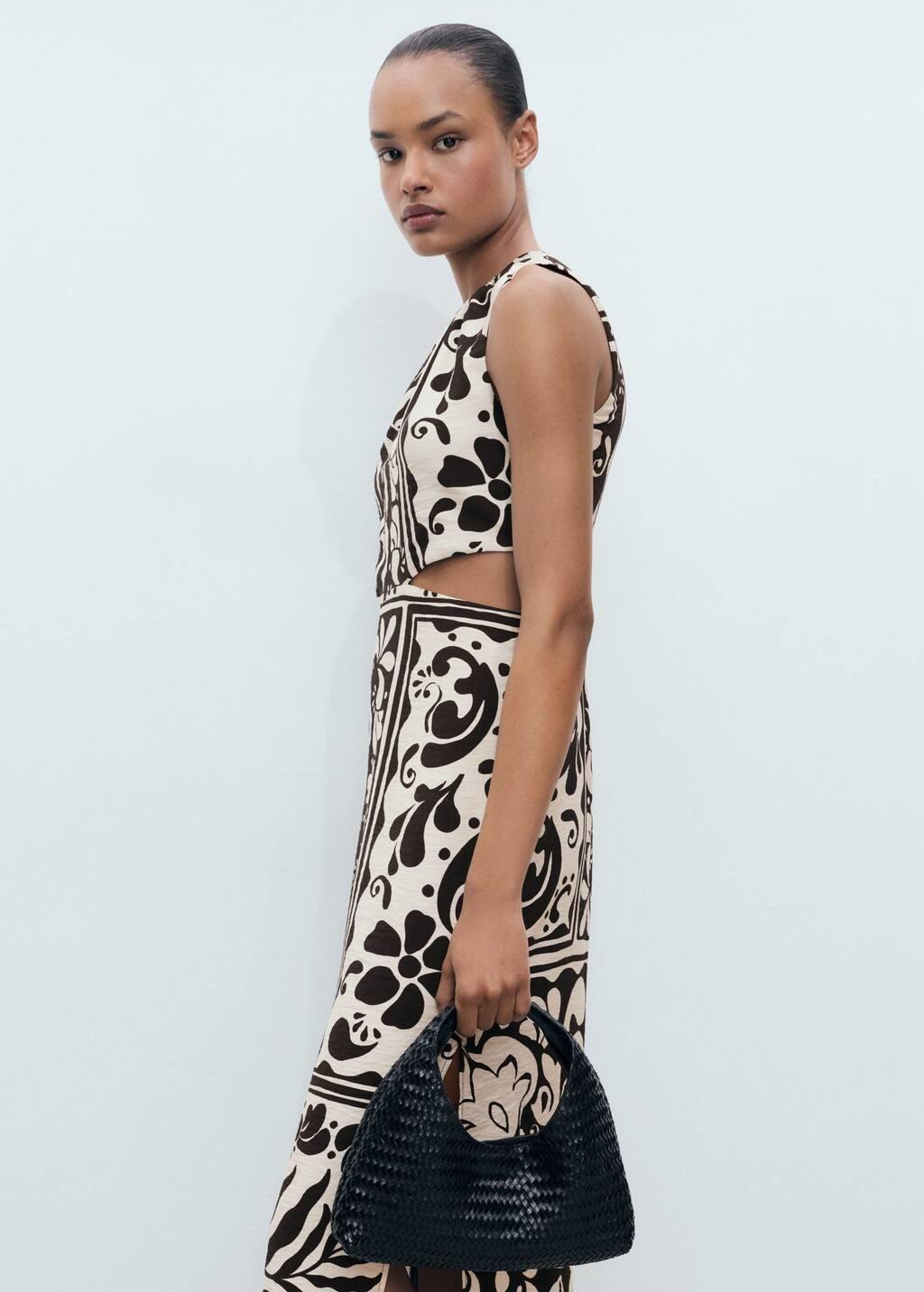 Black Midi-Dress With Cut-Out, , large image number 2