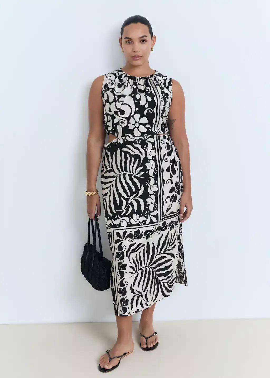 Black Midi-Dress With Cut-Out, , large image number 4