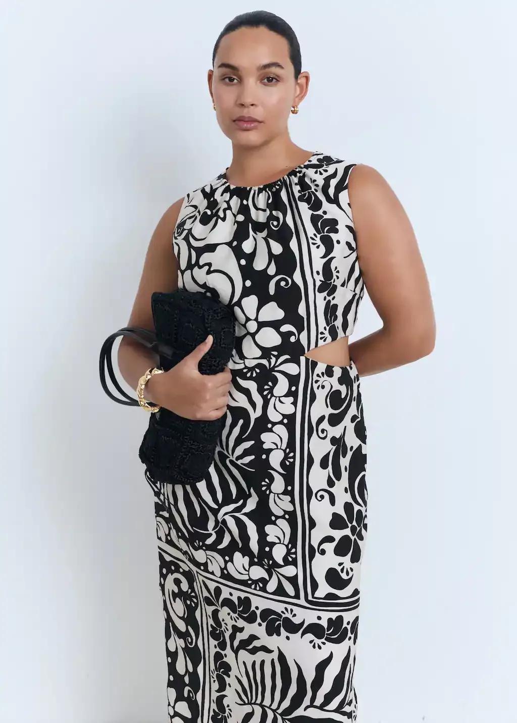 Black Midi-Dress With Cut-Out, , large image number 6