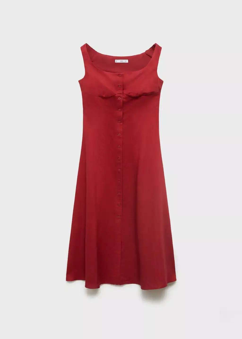 Orange Buttoned Midi Dress, , large image number 3