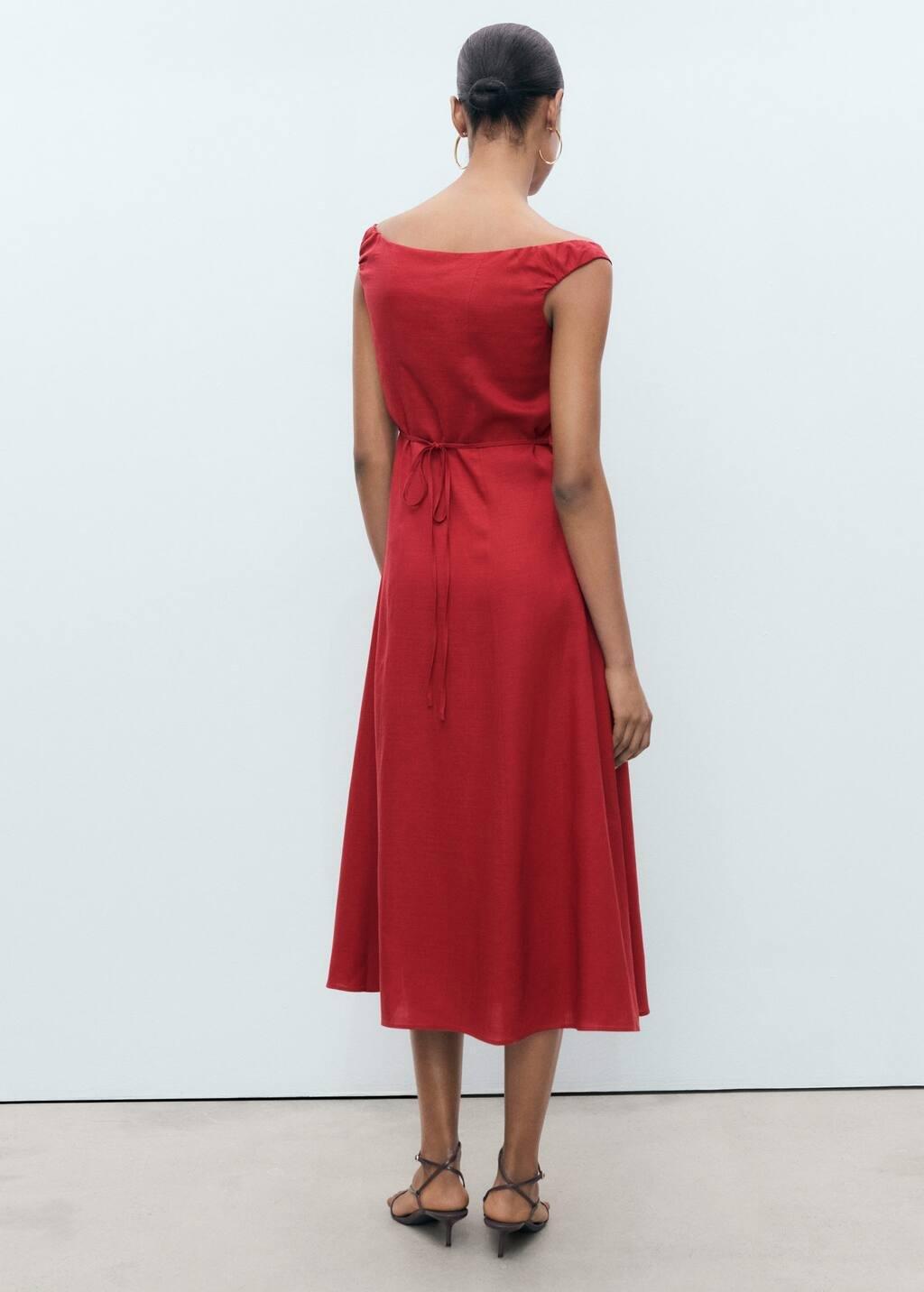 Orange Buttoned Midi Dress, , large image number 4