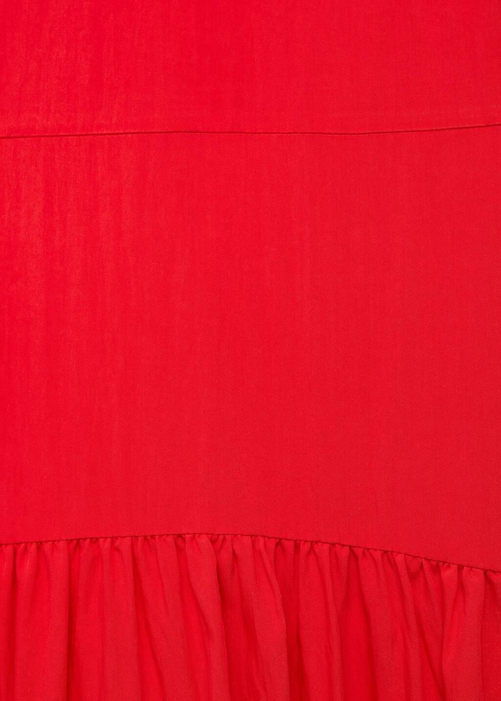 Red Long Dress With Gathered Hem, , large image number 4