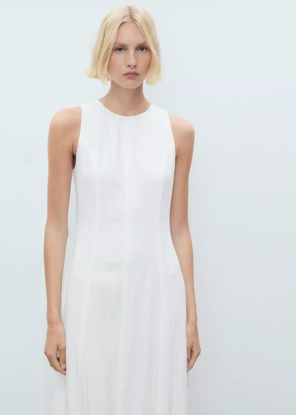 White Long Balloon Dress, , large image number 0