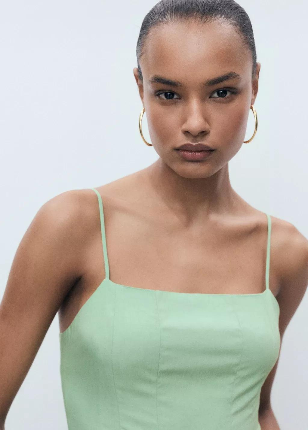 Green Midi-Dress With Pleats, , large image number 1
