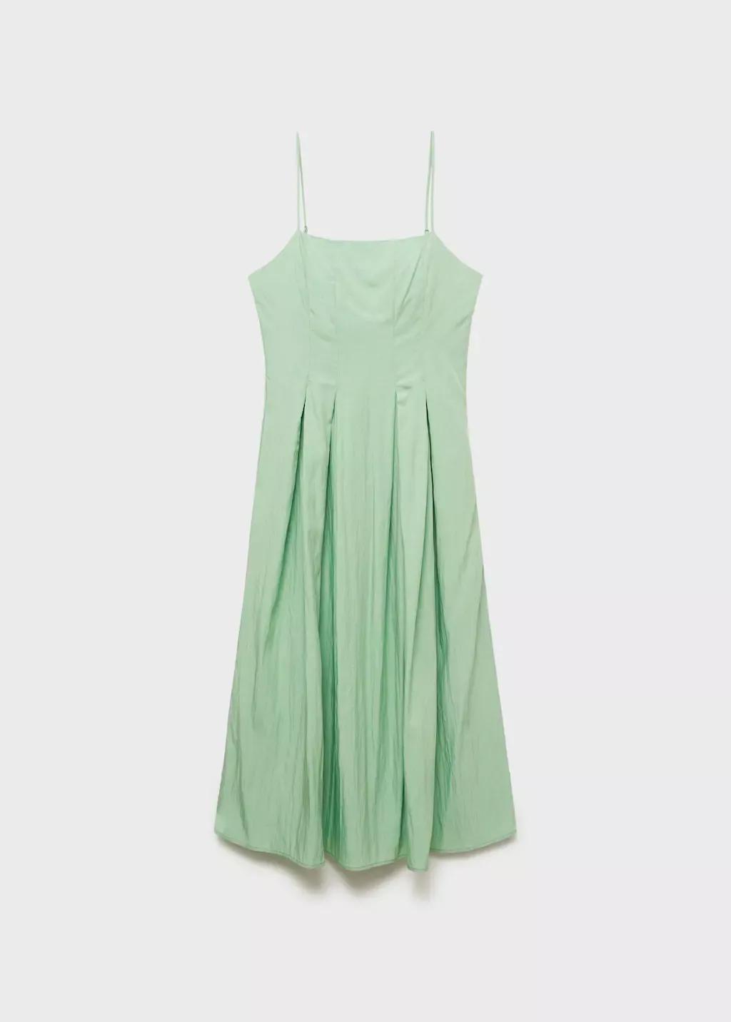 Green Midi-Dress With Pleats, , large image number 3
