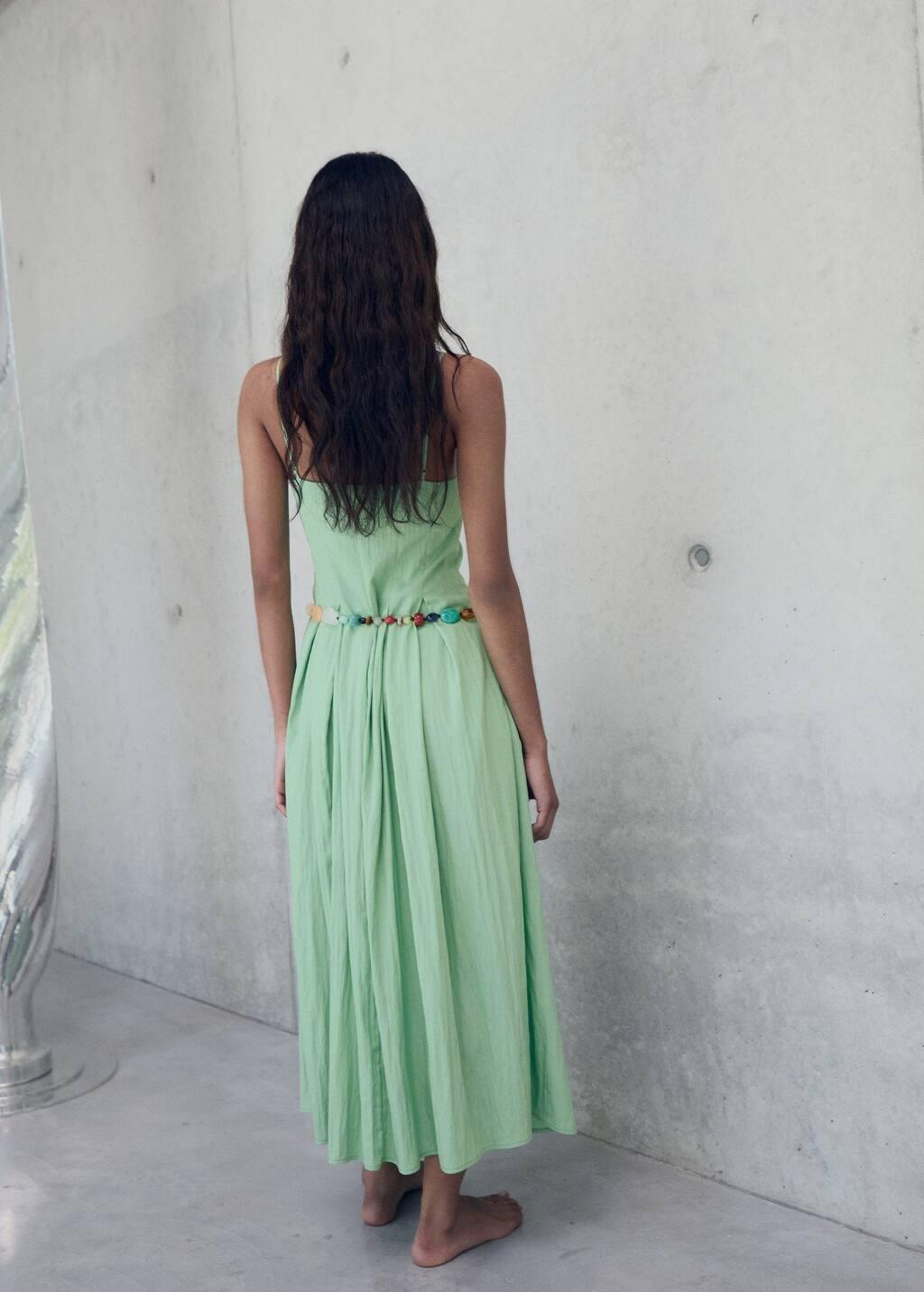 Green Midi-Dress With Pleats, , large image number 4