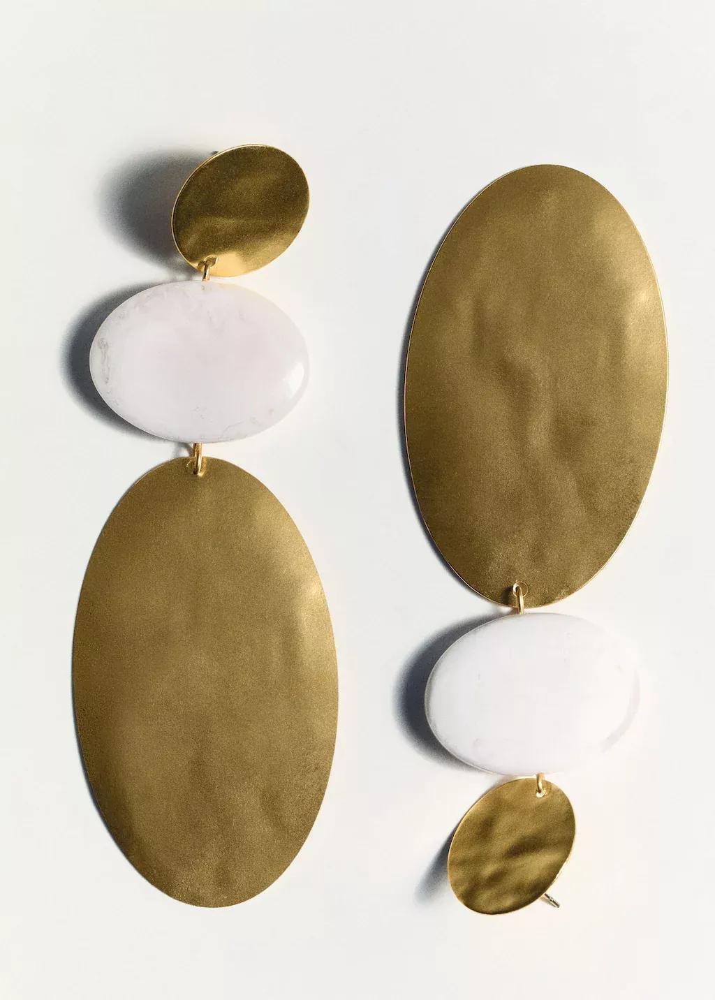 Gold Long Combined Bead Earrings, Gold, large image number 1