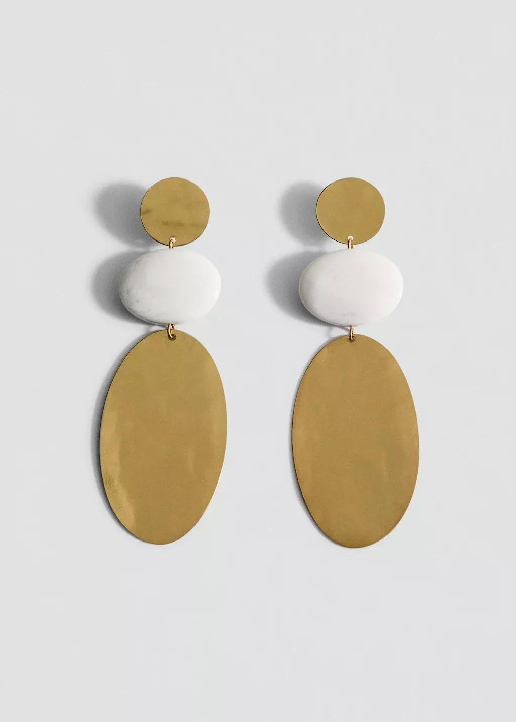 Gold Long Combined Bead Earrings, Gold, large image number 2