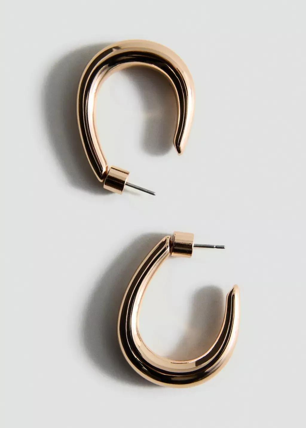 Gold Twisted Hoop Earrings, Gold, large image number 0