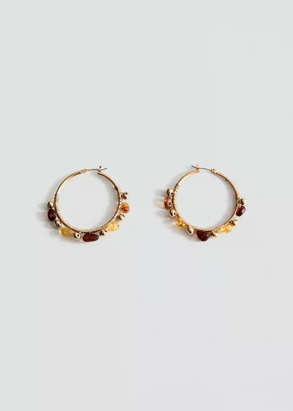 GOLD Combination bead earrings, Gold, large image number 1