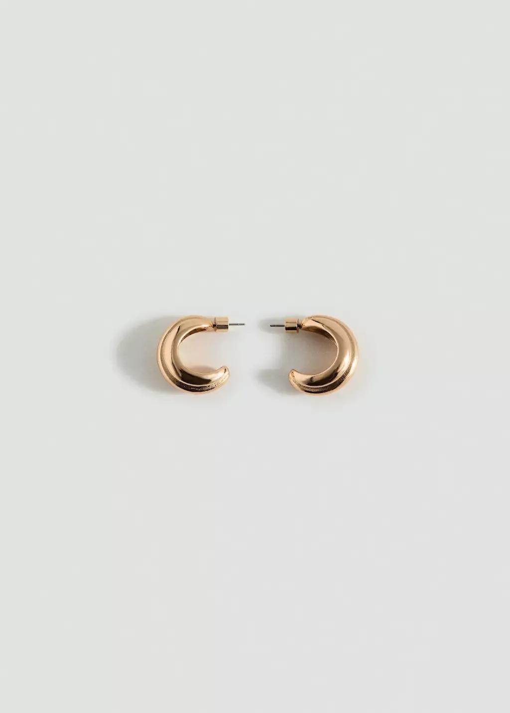 Gold Embossed Hoop Earrings, 0201_OR, large image number 2