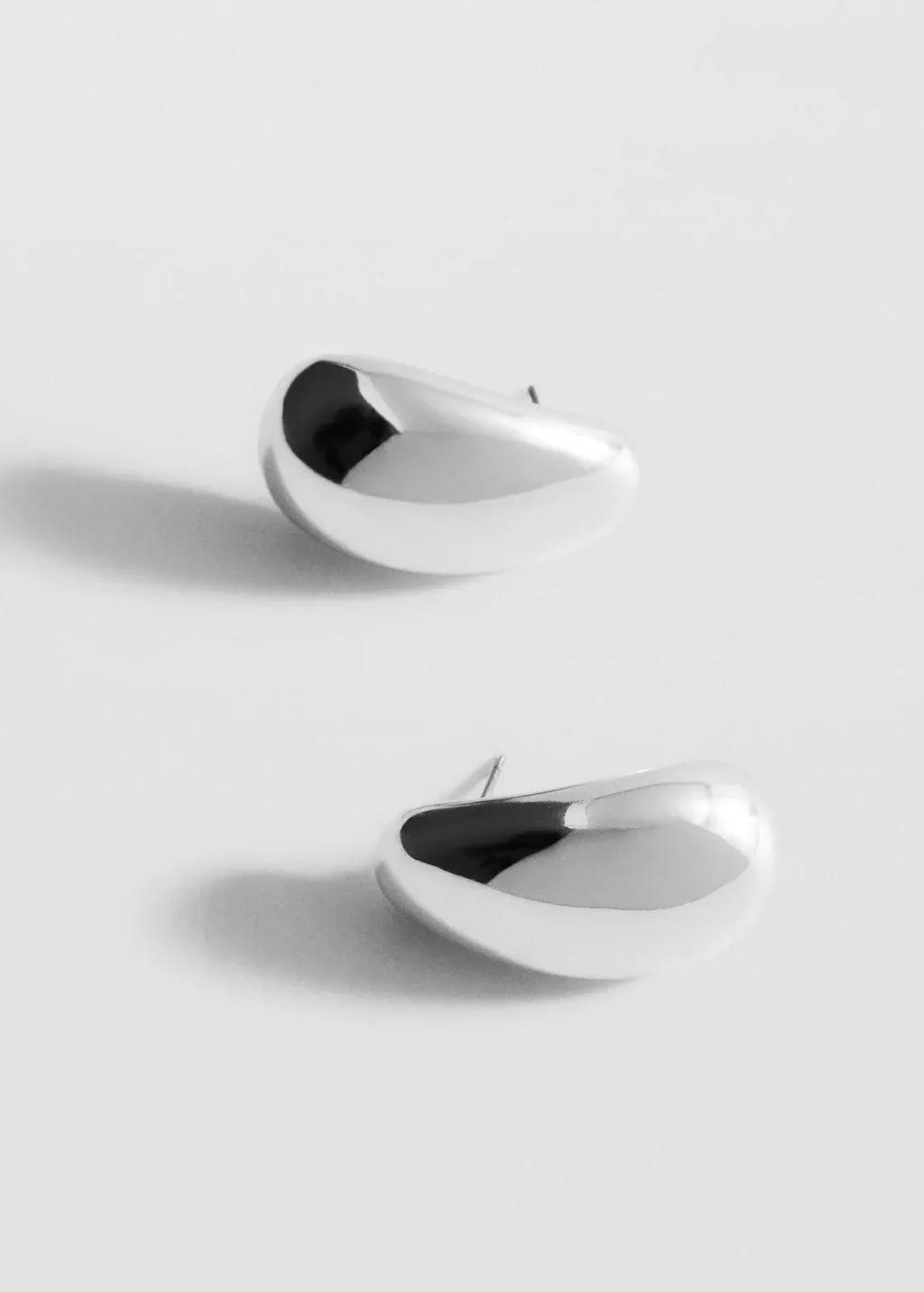 Silver Oval Volume Earrings, Silver, large image number 0