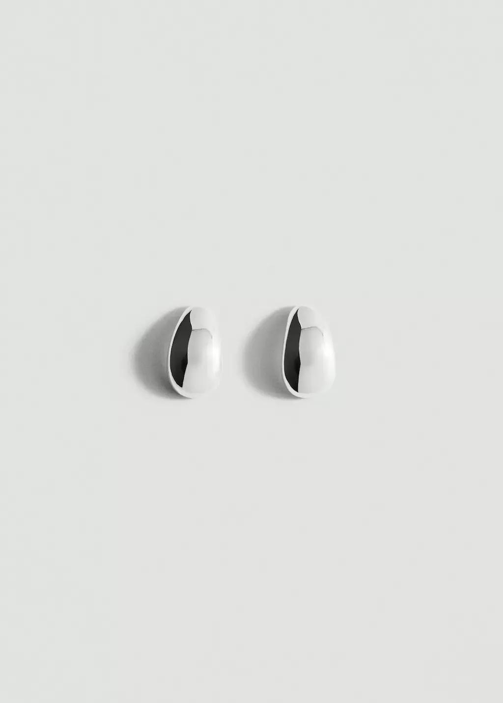 Silver Oval Volume Earrings, Silver, large image number 1
