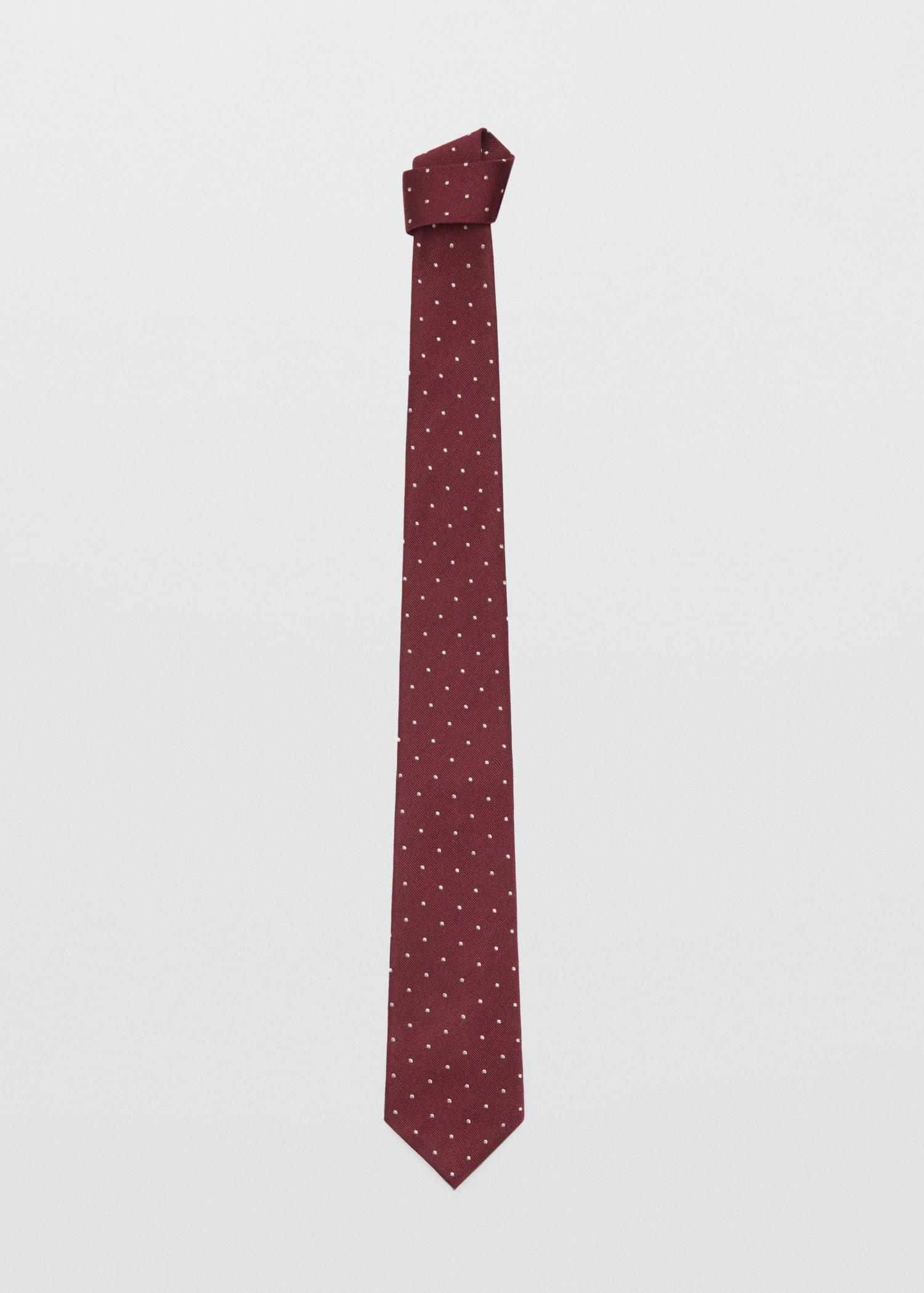Red Polka-Dot Silk Tie, Dark Red, large image number 2