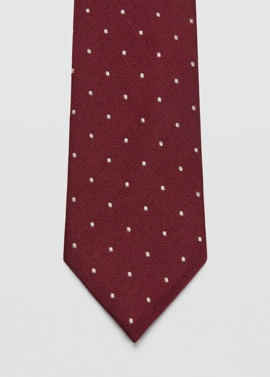 Red Polka-Dot Silk Tie, Dark Red, large image number 5