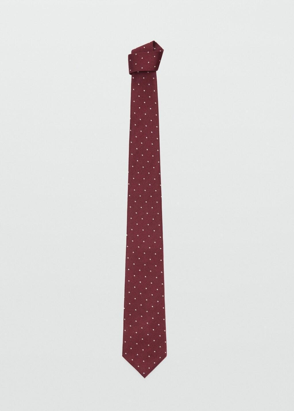 Red Polka-Dot Silk Tie, Dark Red, large image number 6
