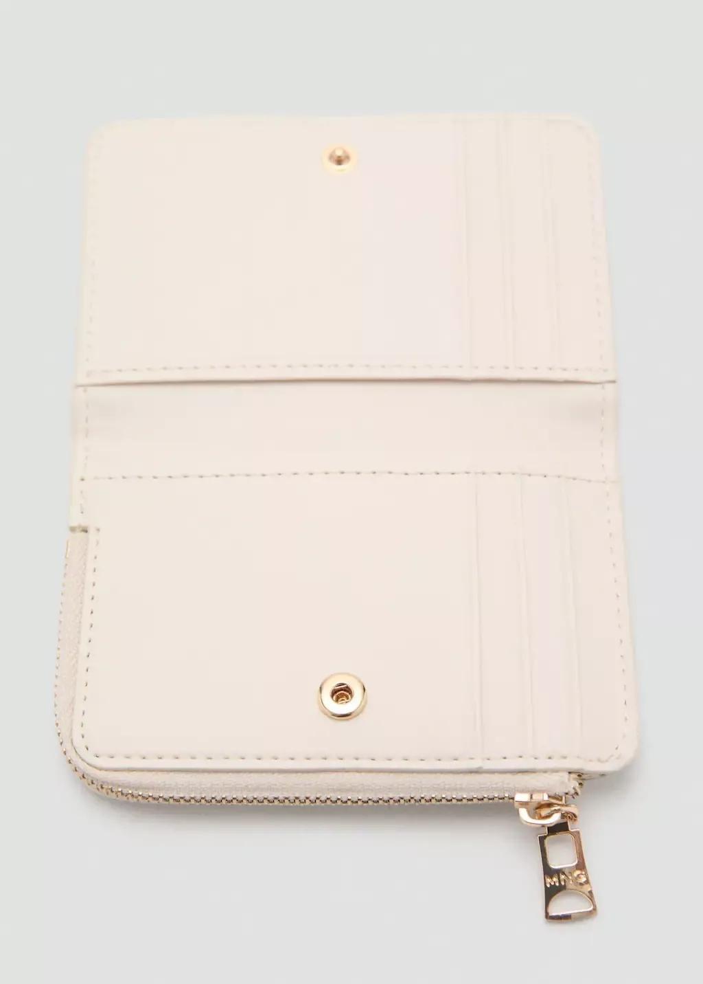 NATURAL WHITE Safiano-effect wallet with flap, , medium