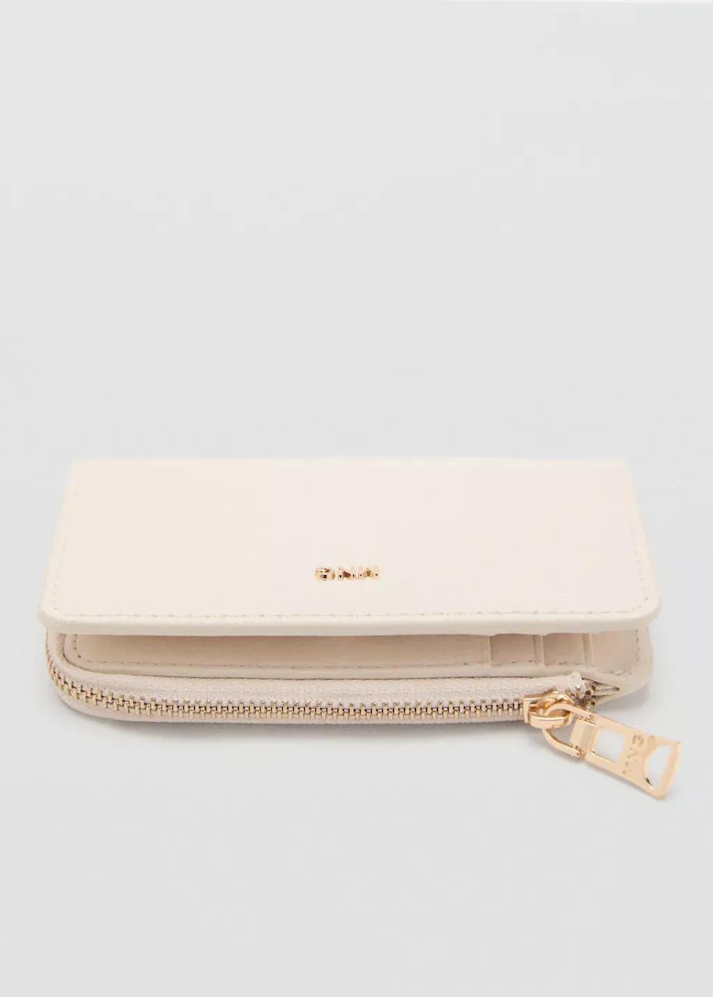 NATURAL WHITE Safiano-effect wallet with flap, Natural White, large image number 1