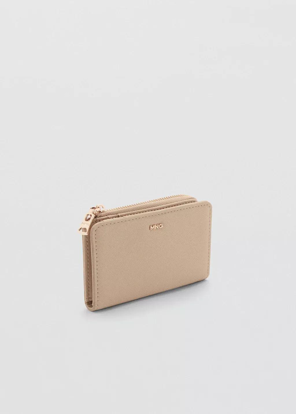 Beige Safiano-Effect Wallet With Flap, , medium