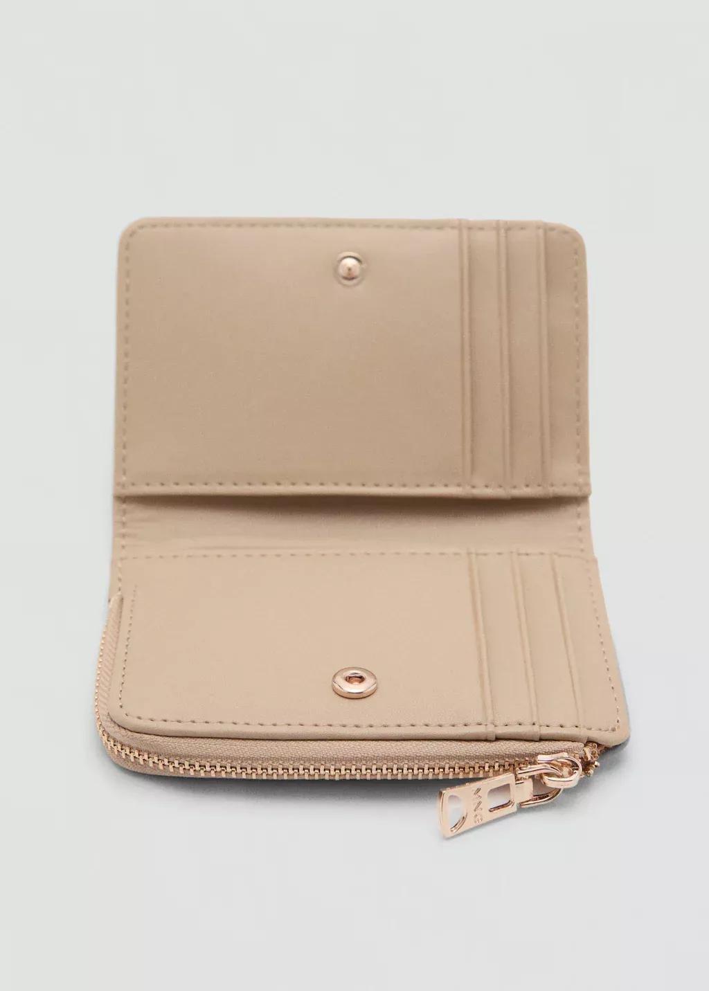 Beige Safiano-Effect Wallet With Flap, Yellow, large image number 1