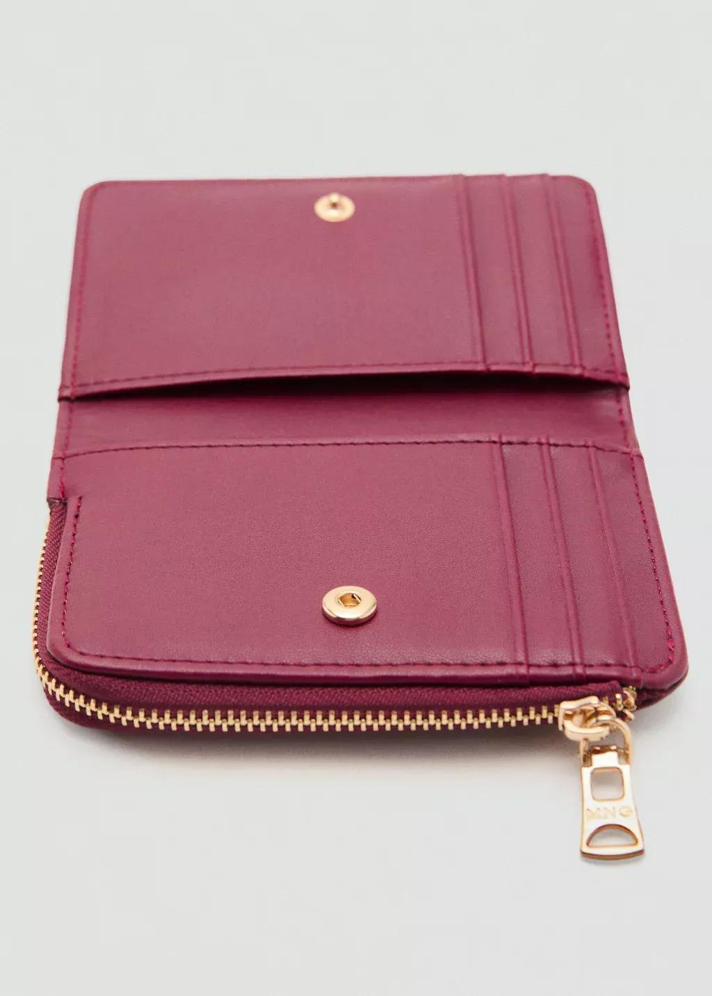 Burgundy Safiano-Effect Wallet With Flap, Dark Red, large image number 0