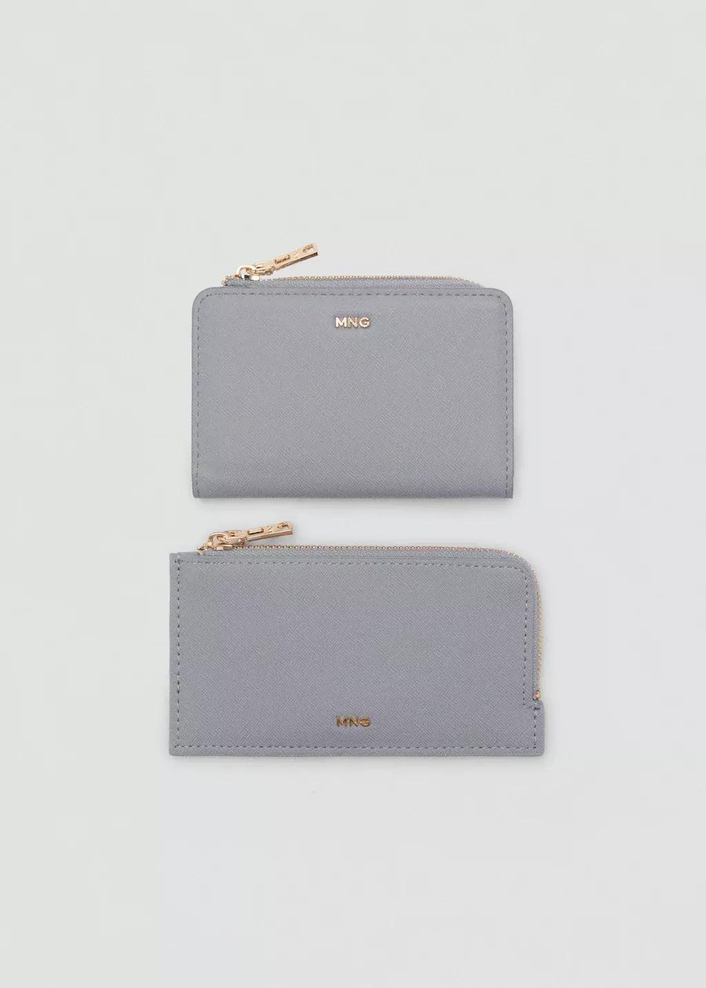 LT PASTEL GREY Safiano-effect wallet with flap, 0201_90, large image number 2