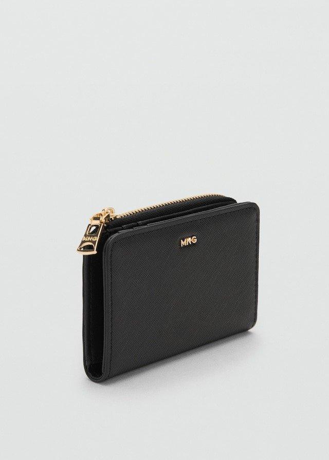 Black Safiano-Effect Wallet With Flap, 0201_99, large image number 1