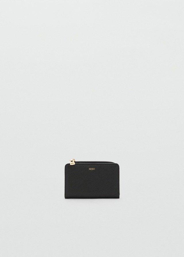 Black Safiano-Effect Wallet With Flap, 0201_99, large image number 2