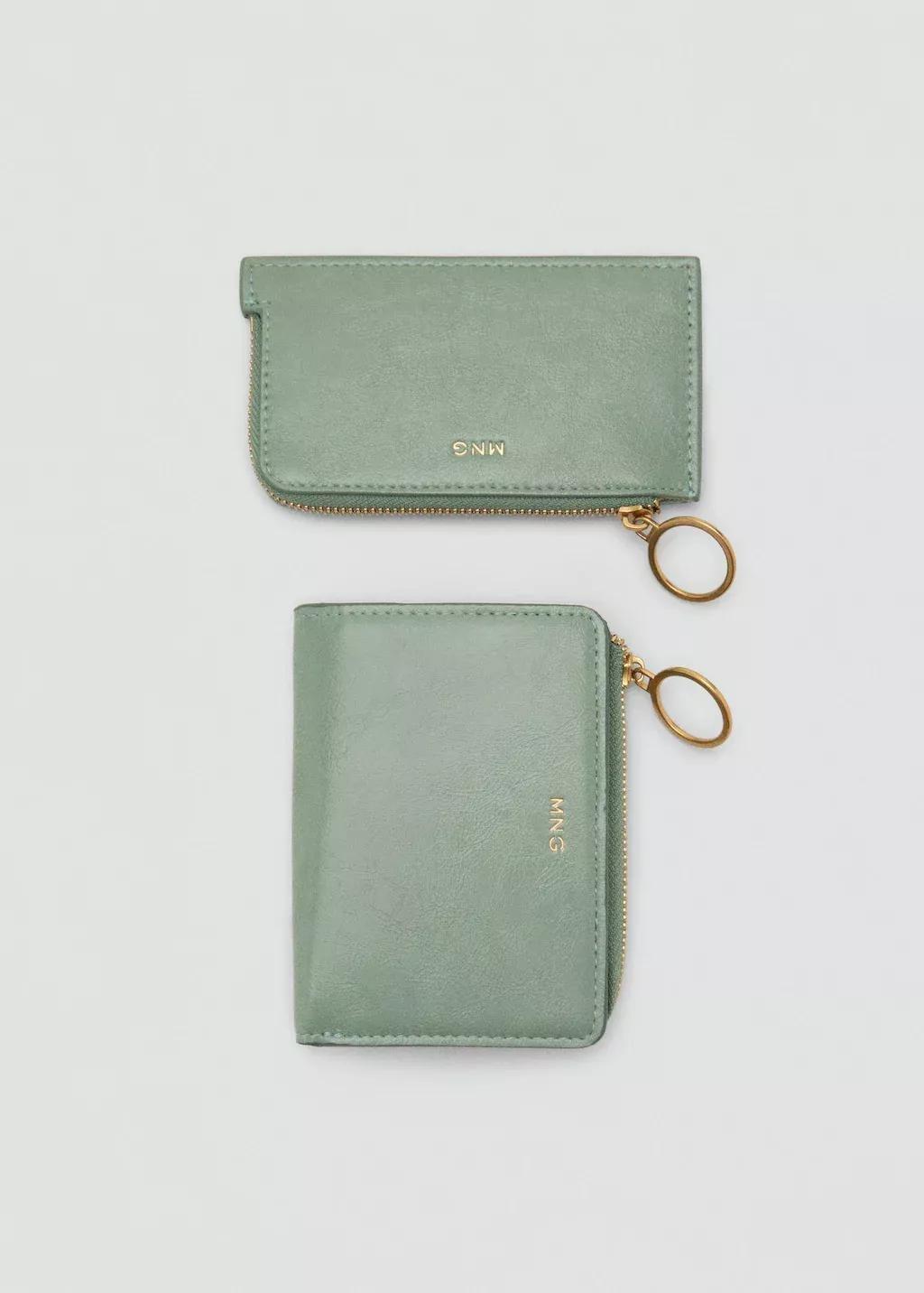Green Wallet With Flap And Zip, Turquoise - Aqua, large image number 2