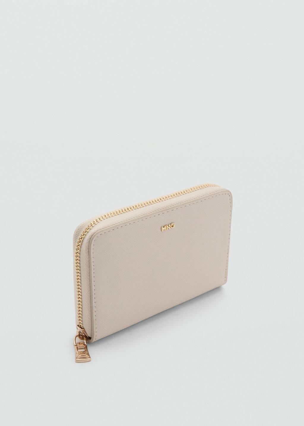 NATURAL WHITE Medium wallet with saffiano effect, 0201_02, medium