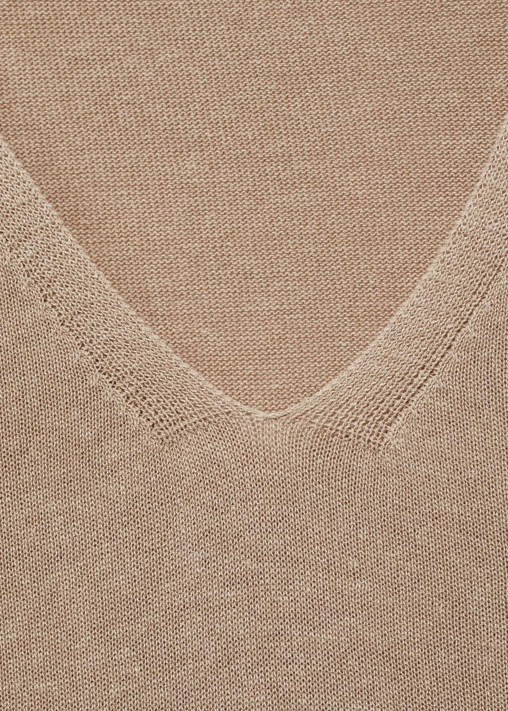 Beige V-Neck Knit Top, , large image number 8