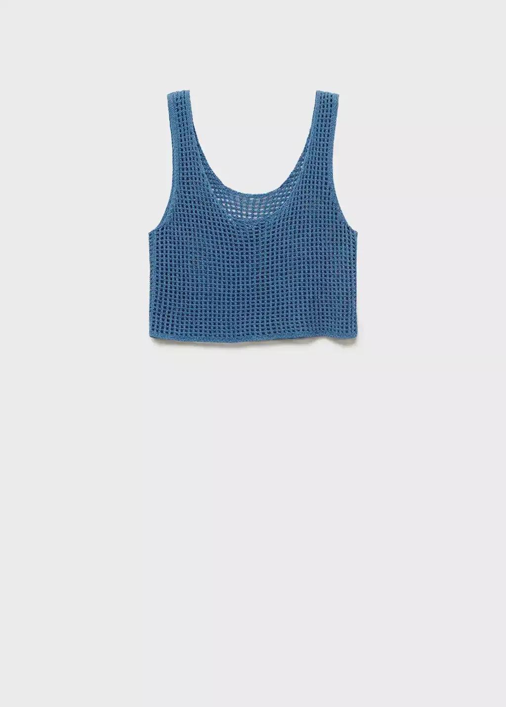 Blue Knitted Crop Top, , large image number 3