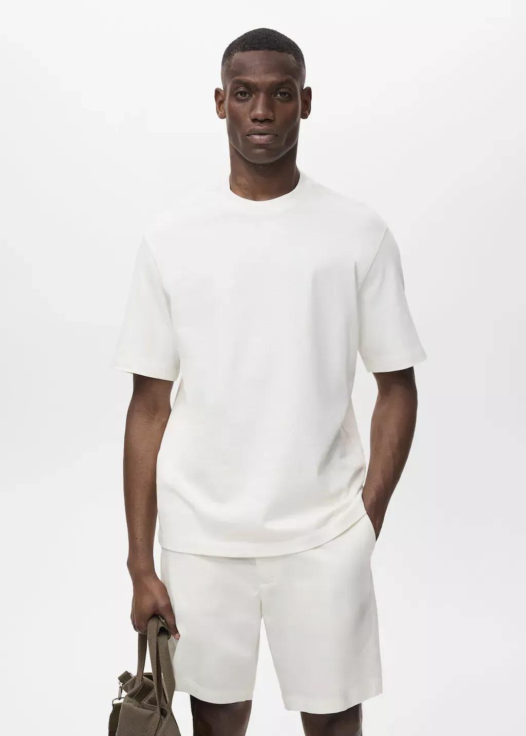 Cream Cotton Relaxed-Fit T-Shirt, Natural White, large image number 0