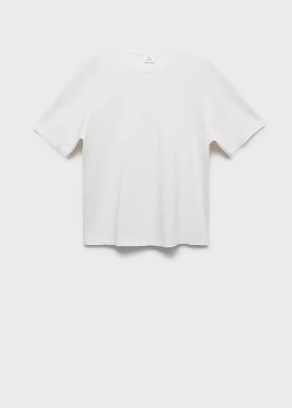 Cream Cotton Relaxed-Fit T-Shirt, Natural White, medium