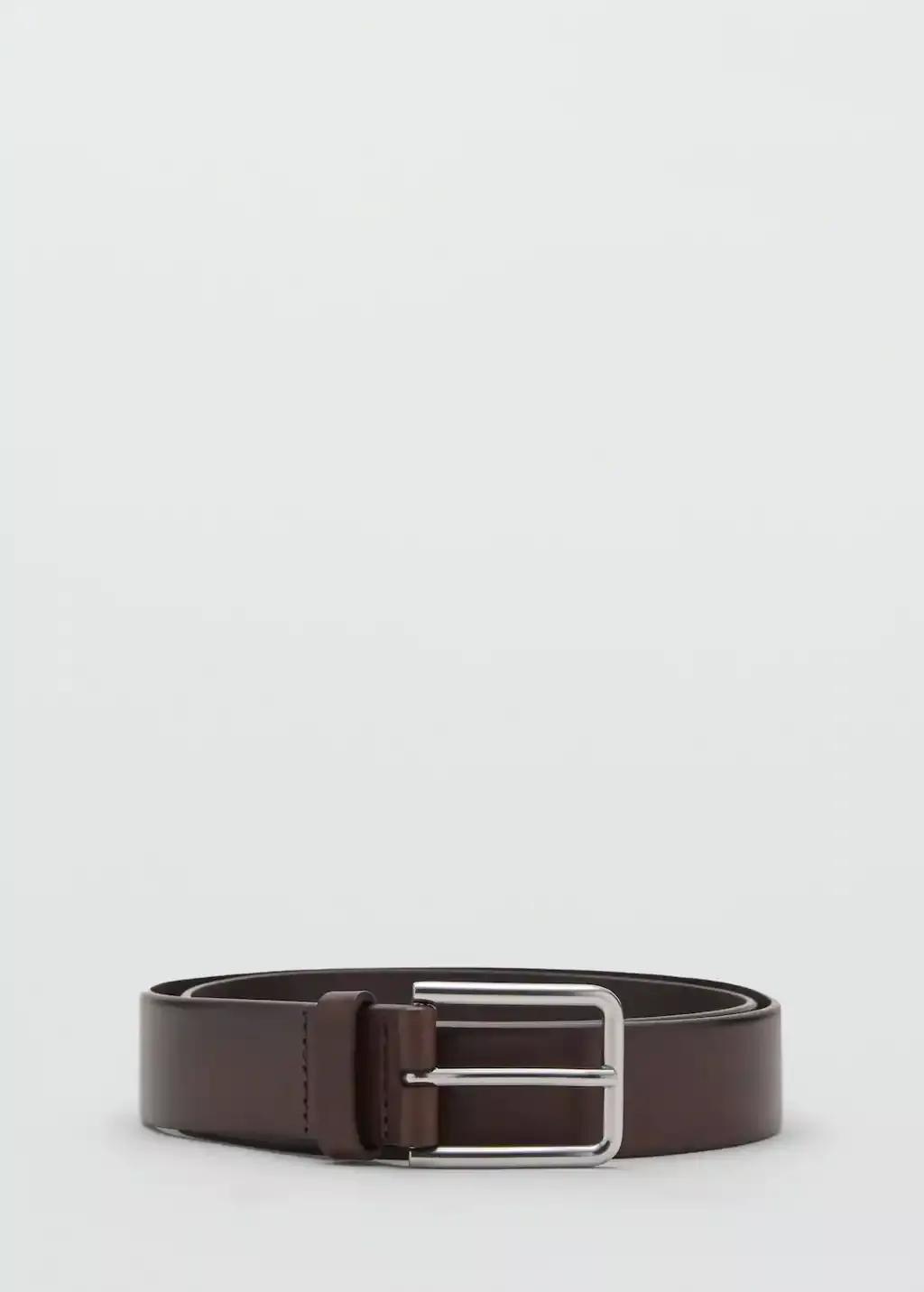 Brown Buckle Leather Belt, Medium Brown, large image number 2