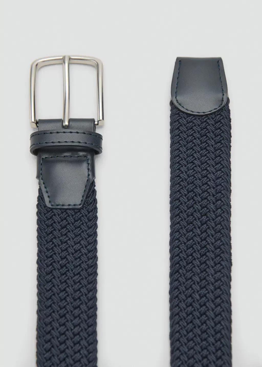 Navy Braided Elastic Belt, Navy, large image number 0