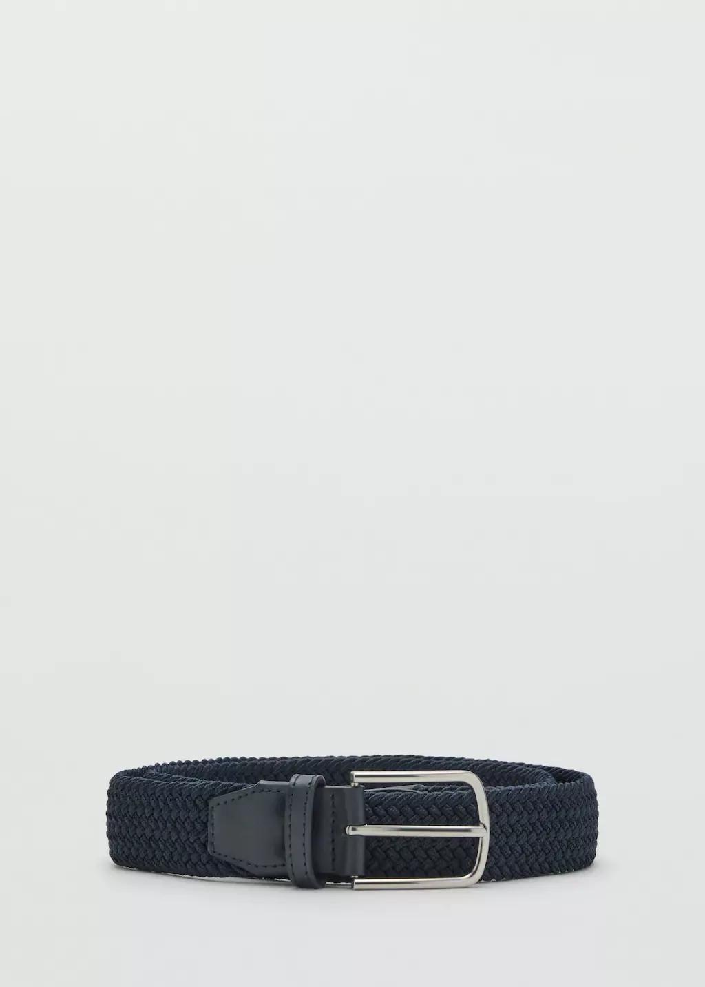 Navy Braided Elastic Belt, Navy, large image number 2